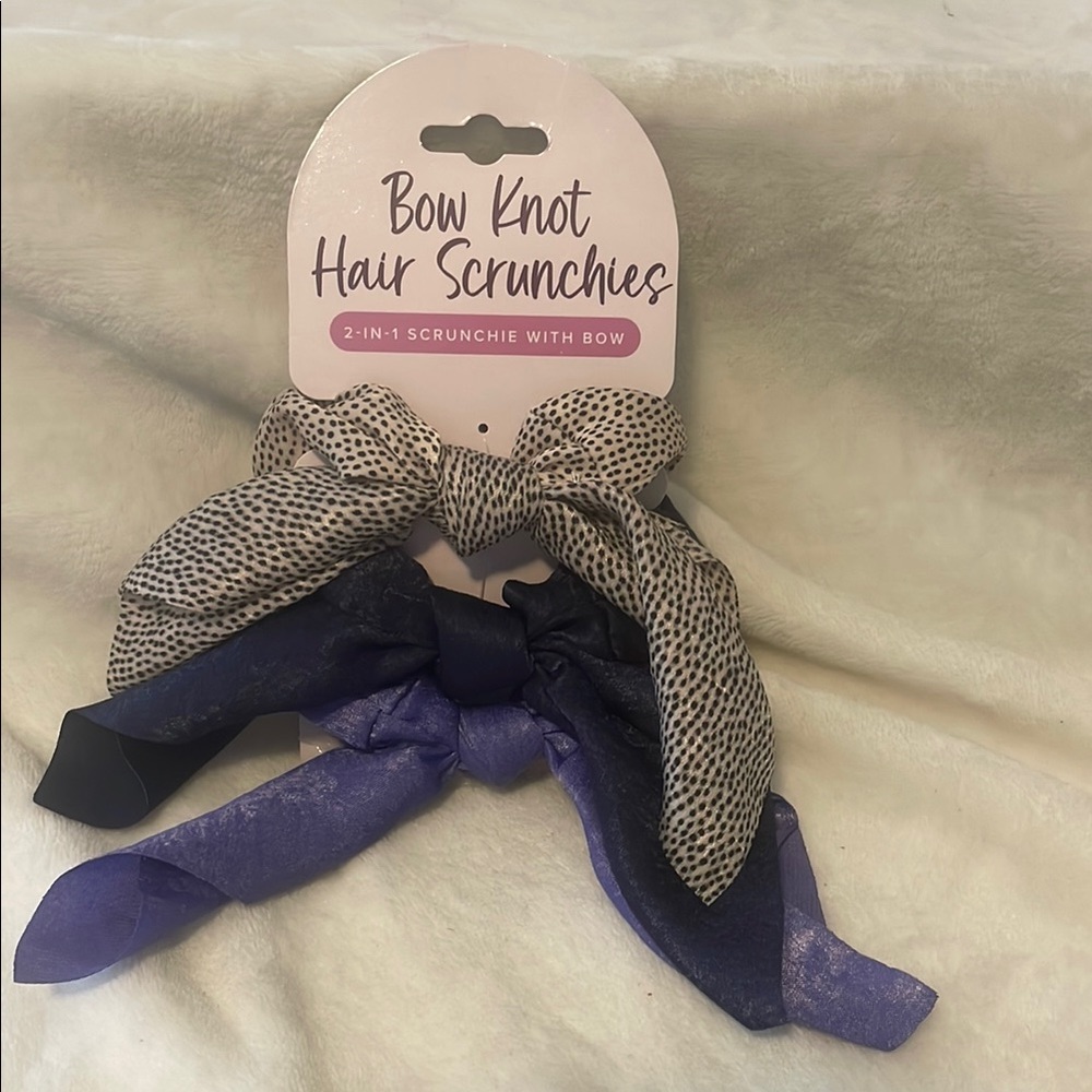 NEW Bow Knot Hair Scrunchies Set - Black and Purple